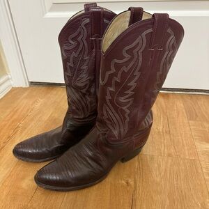 Justin 8103 Men’s exotic western boot with peanut brittle lizard foot 10D